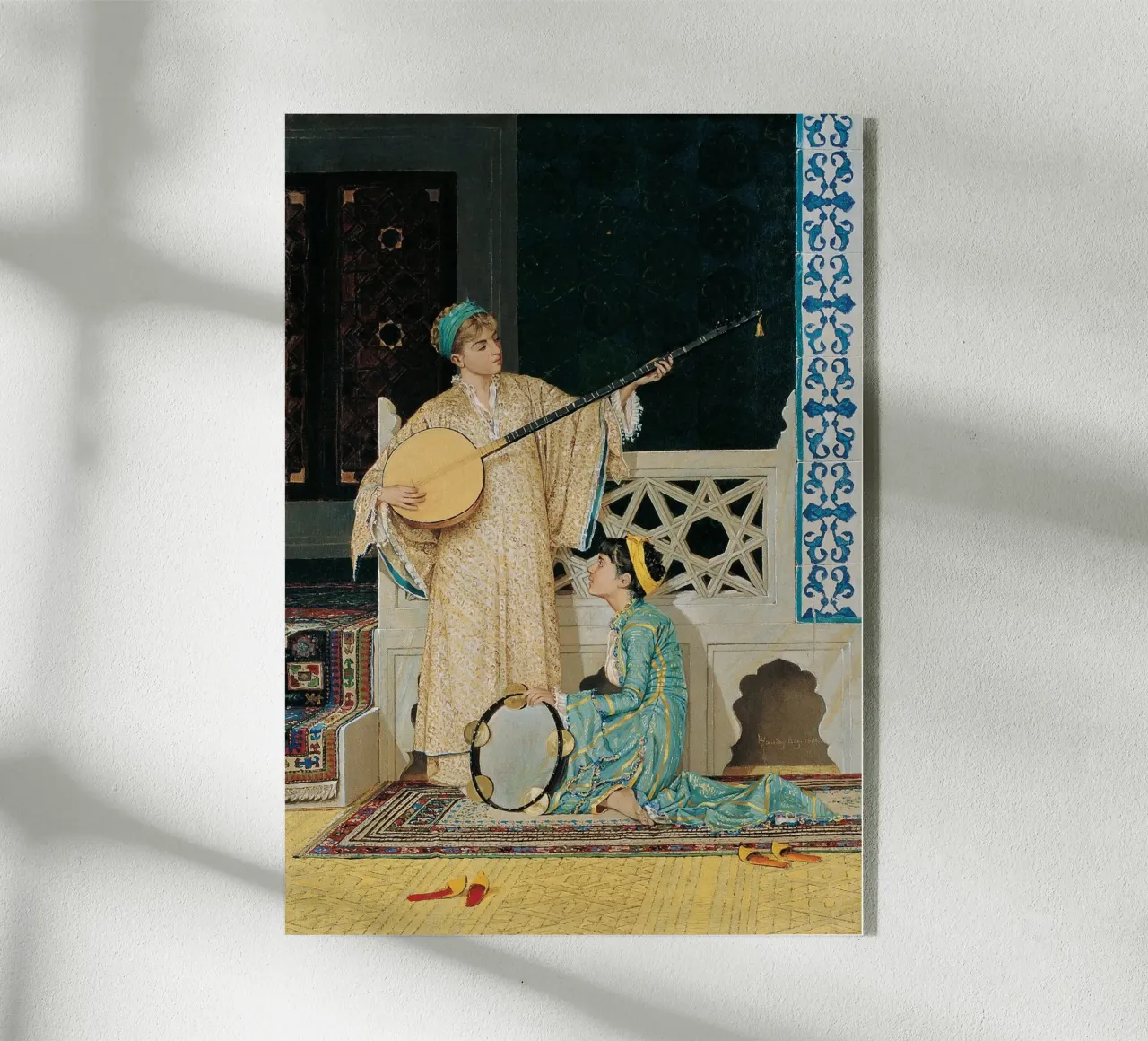 Due ragazze musiciste di Osman Hamdi Bey plexiglass da Venus Art