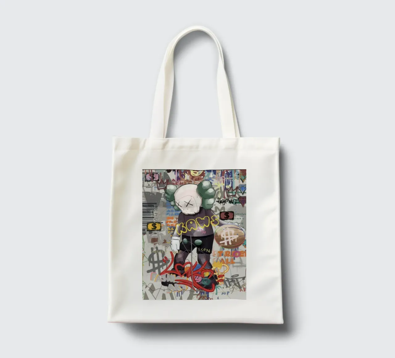 KAWS Character in Graffiti Art borsa in juta da Nando Art