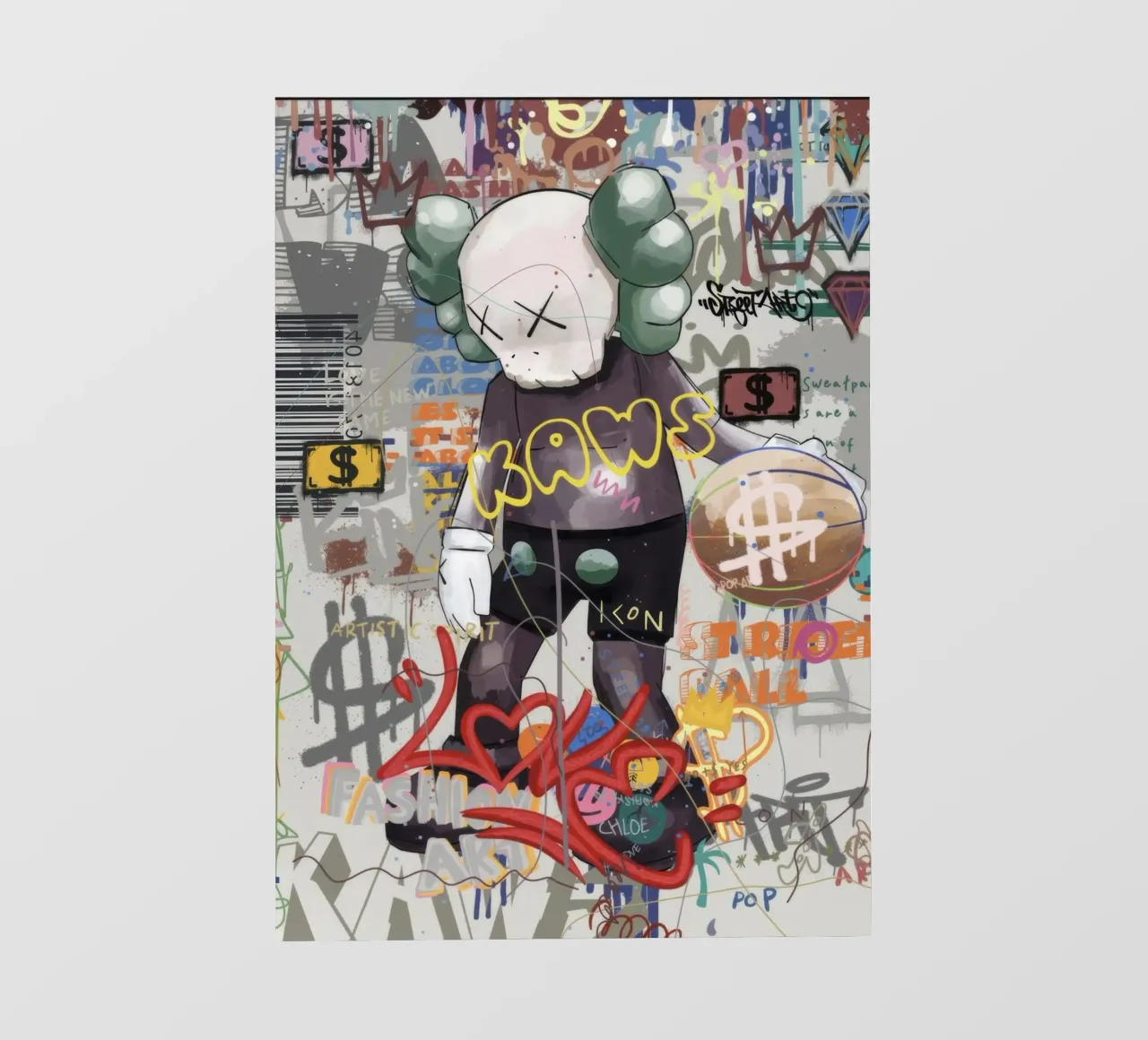 KAWS Character in Graffiti Art pellicola backlit da Nando Art
