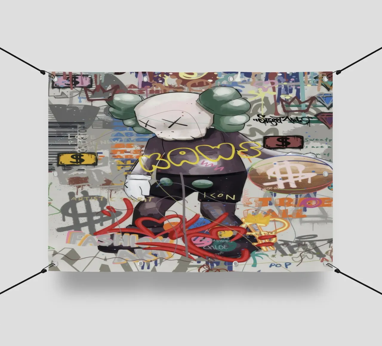 KAWS Character in Graffiti Art telo in pvc da Nando Art