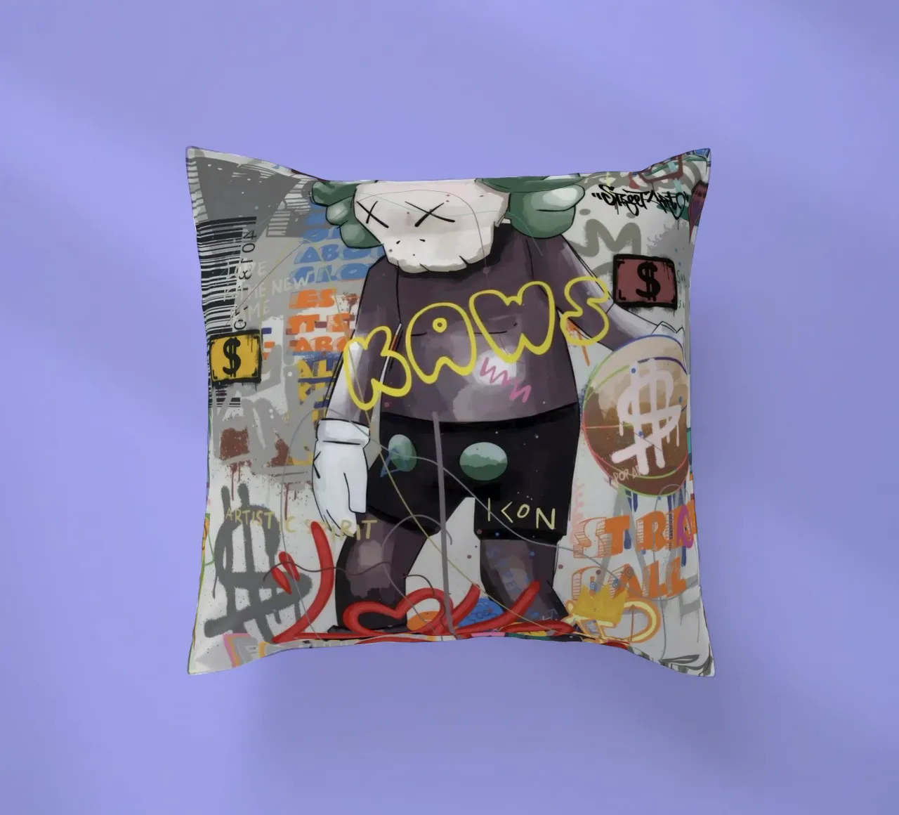 KAWS Character in Graffiti Art Kissen von Nando Art