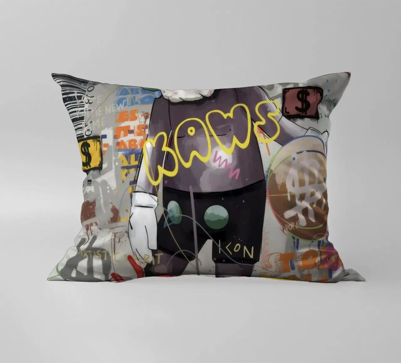 KAWS Character in Graffiti Art decorative cushion by Nando Art
