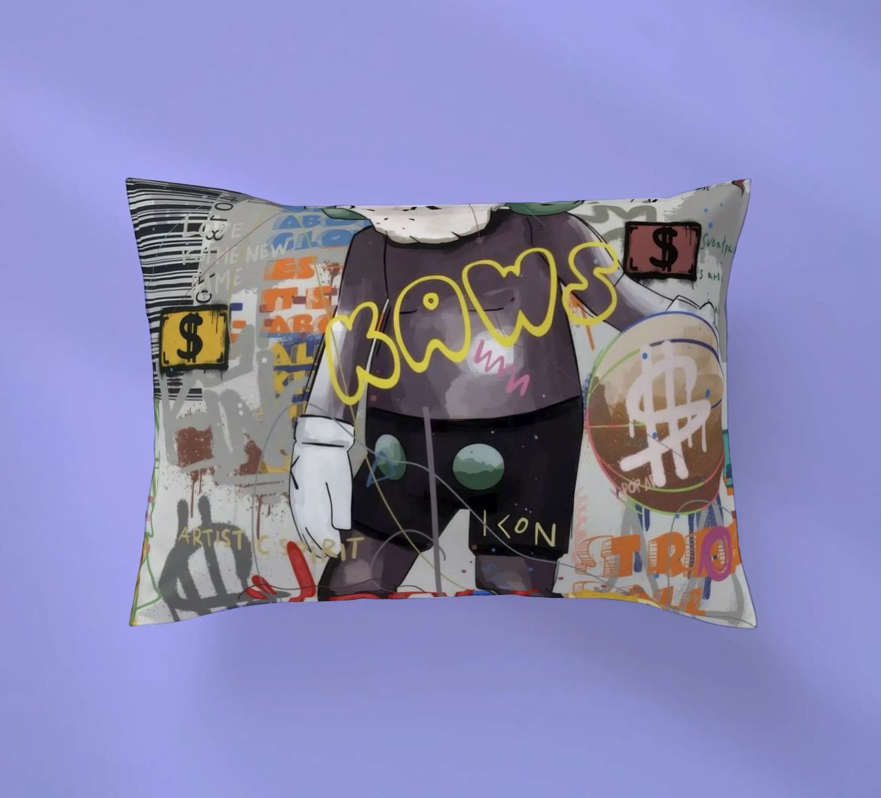 KAWS Character in Graffiti Art cuscino da Nando Art