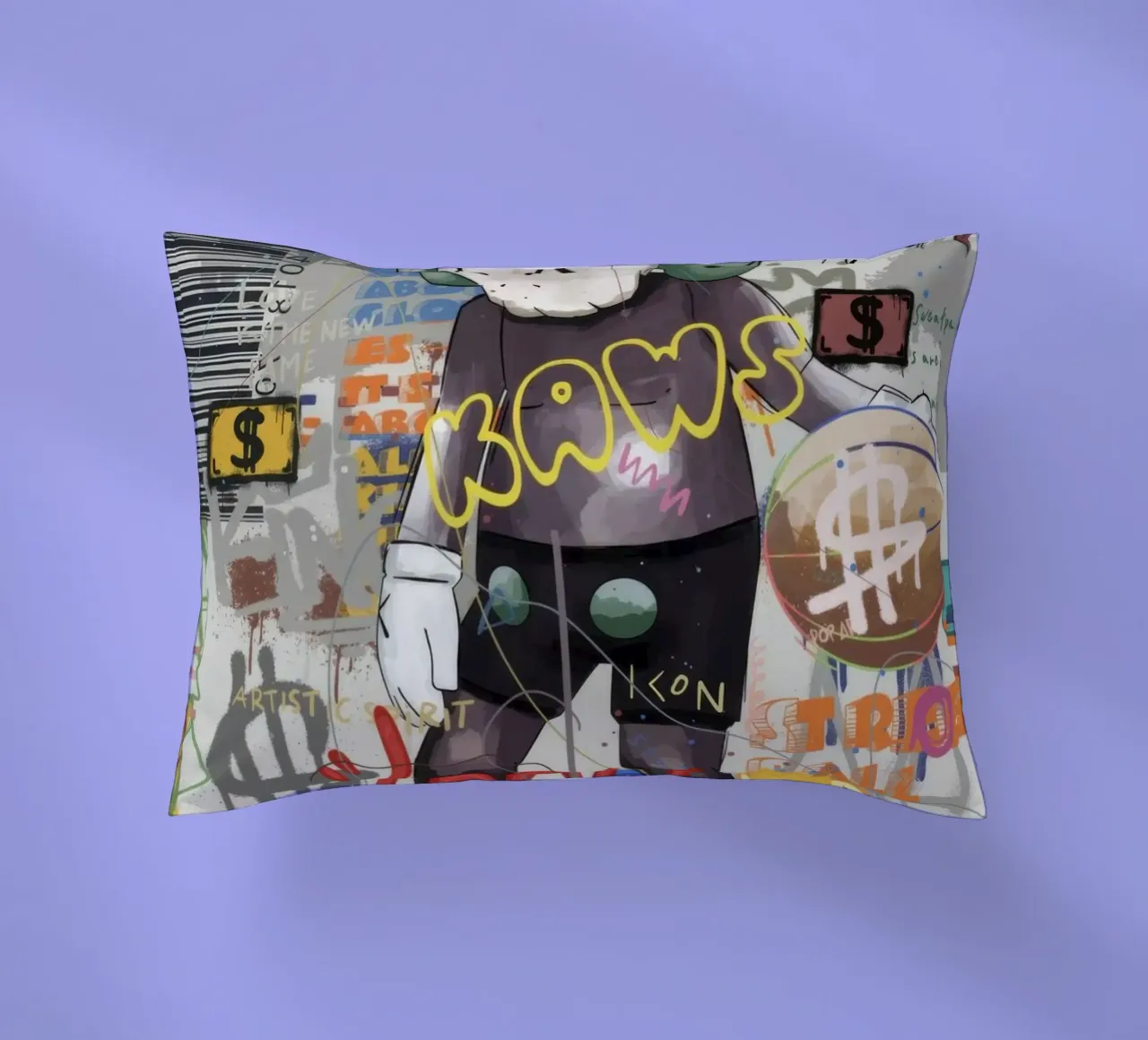 KAWS Character in Graffiti Art Kissen von Nando Art