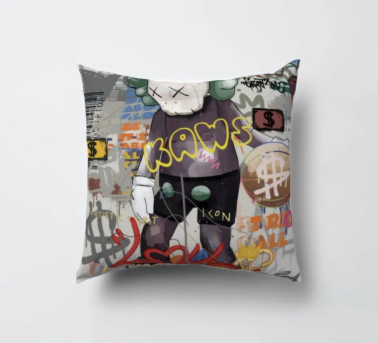 KAWS Character in Graffiti Art decorative cushion by Nando Art