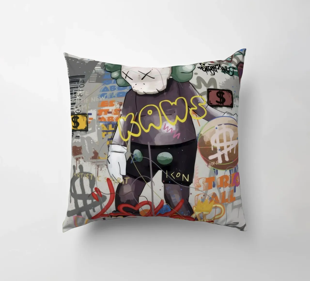 KAWS Character in Graffiti Art Kissen von Nando Art