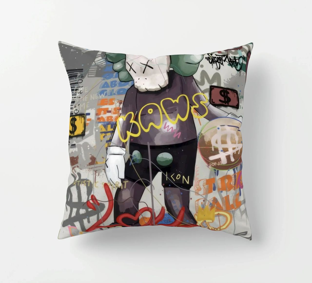 KAWS Character in Graffiti Art cuscino da Nando Art