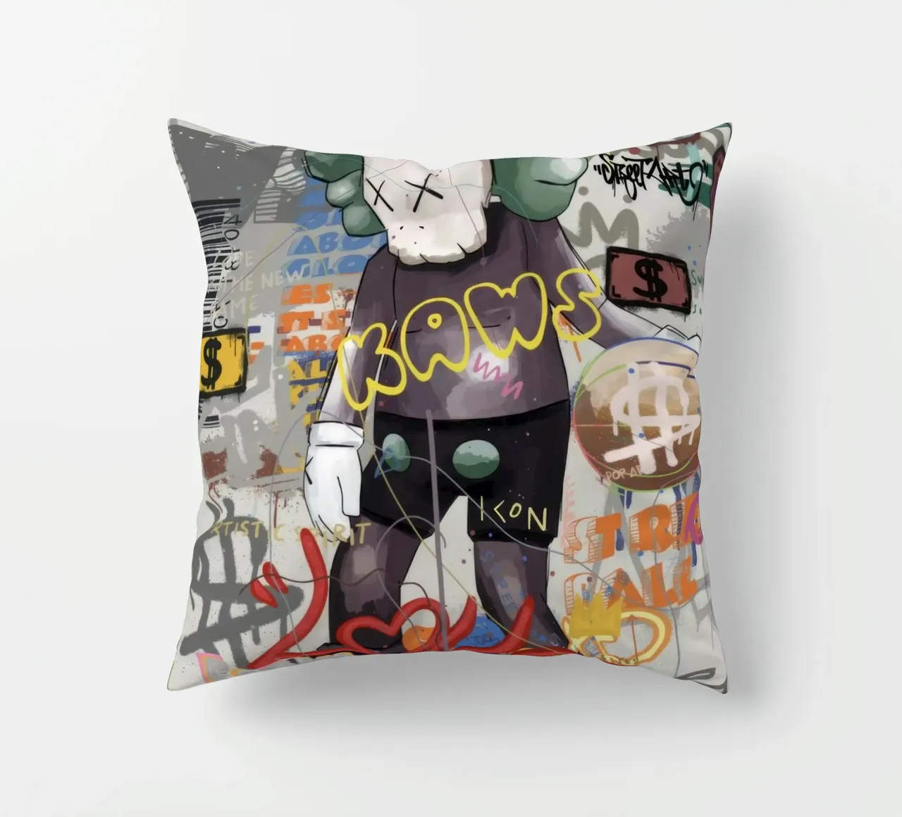 KAWS Character in Graffiti Art Kissen von Nando Art