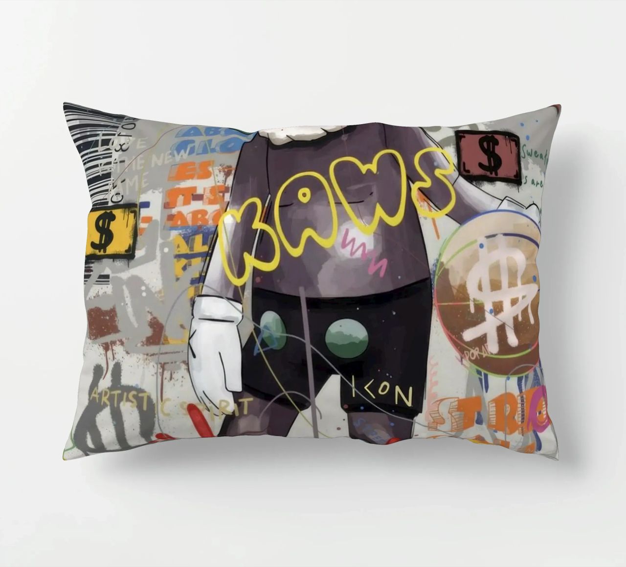 KAWS Character in Graffiti Art cuscino da Nando Art