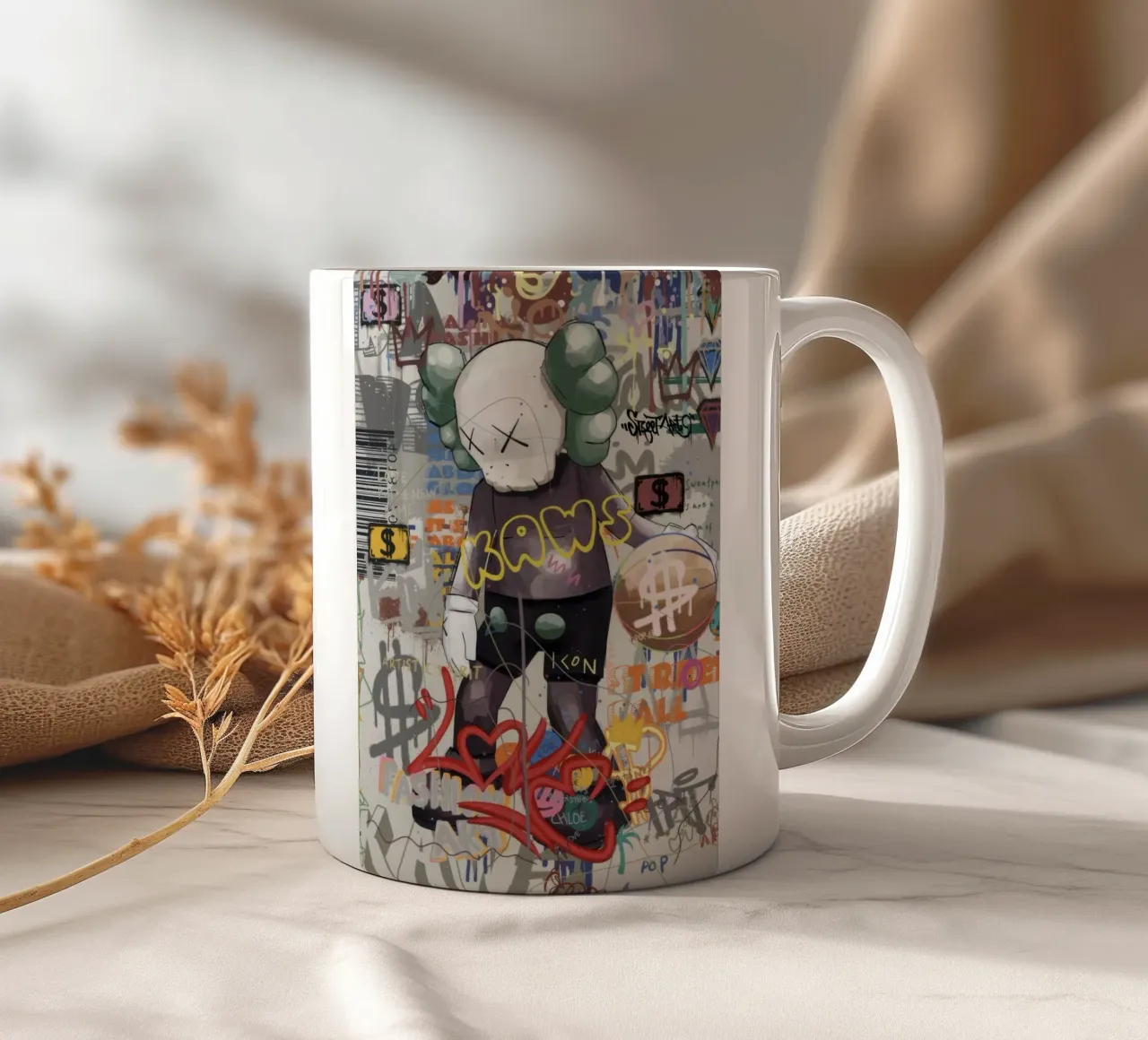 KAWS Character in Graffiti Art mug en céramique de Nando Art