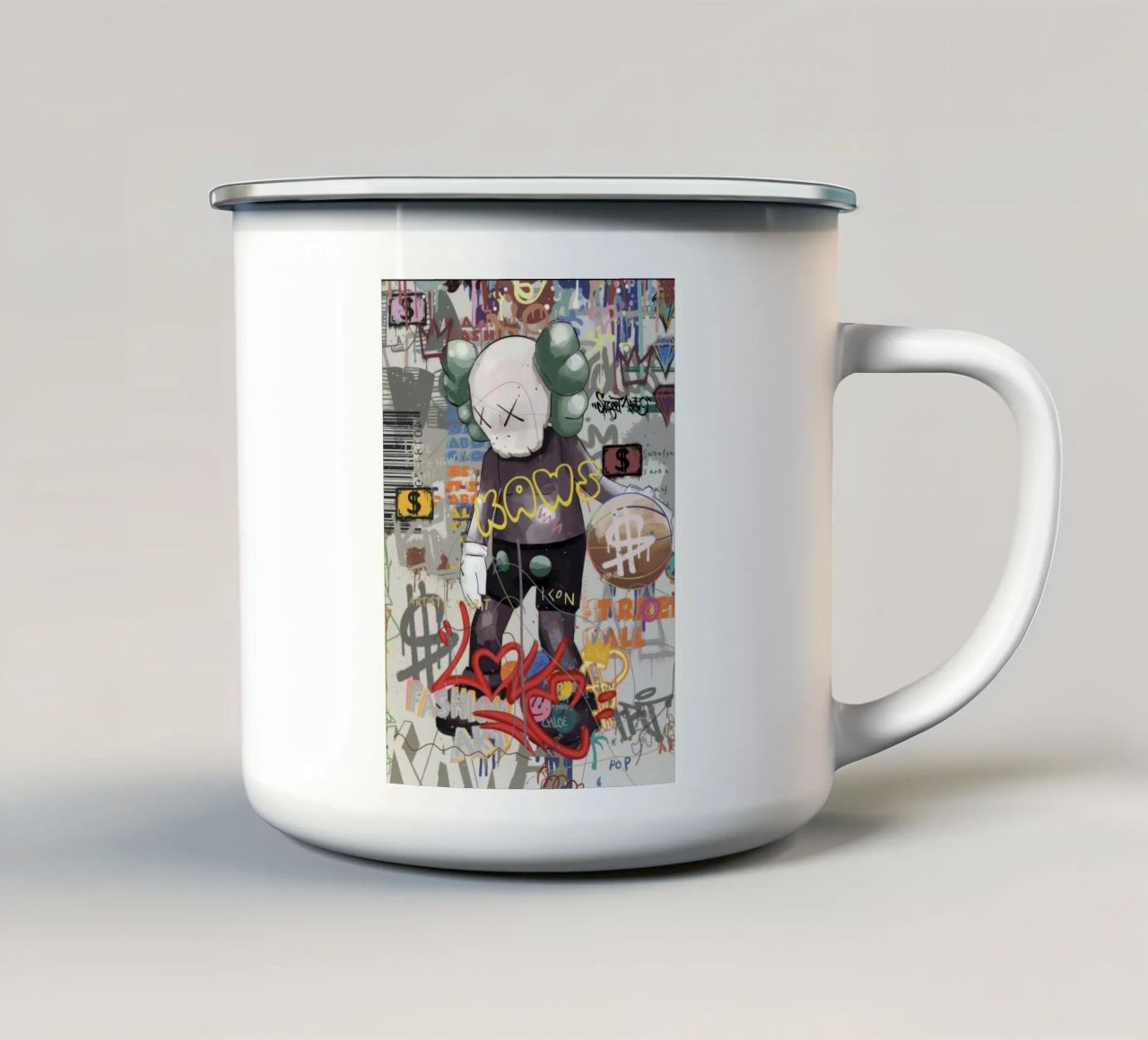 KAWS Character in Graffiti Art tazza in smalto da Nando Art