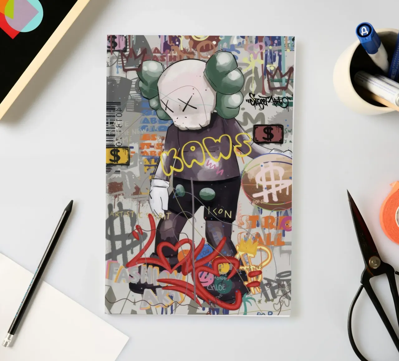 KAWS Character in Graffiti Art notebook by Nando Art