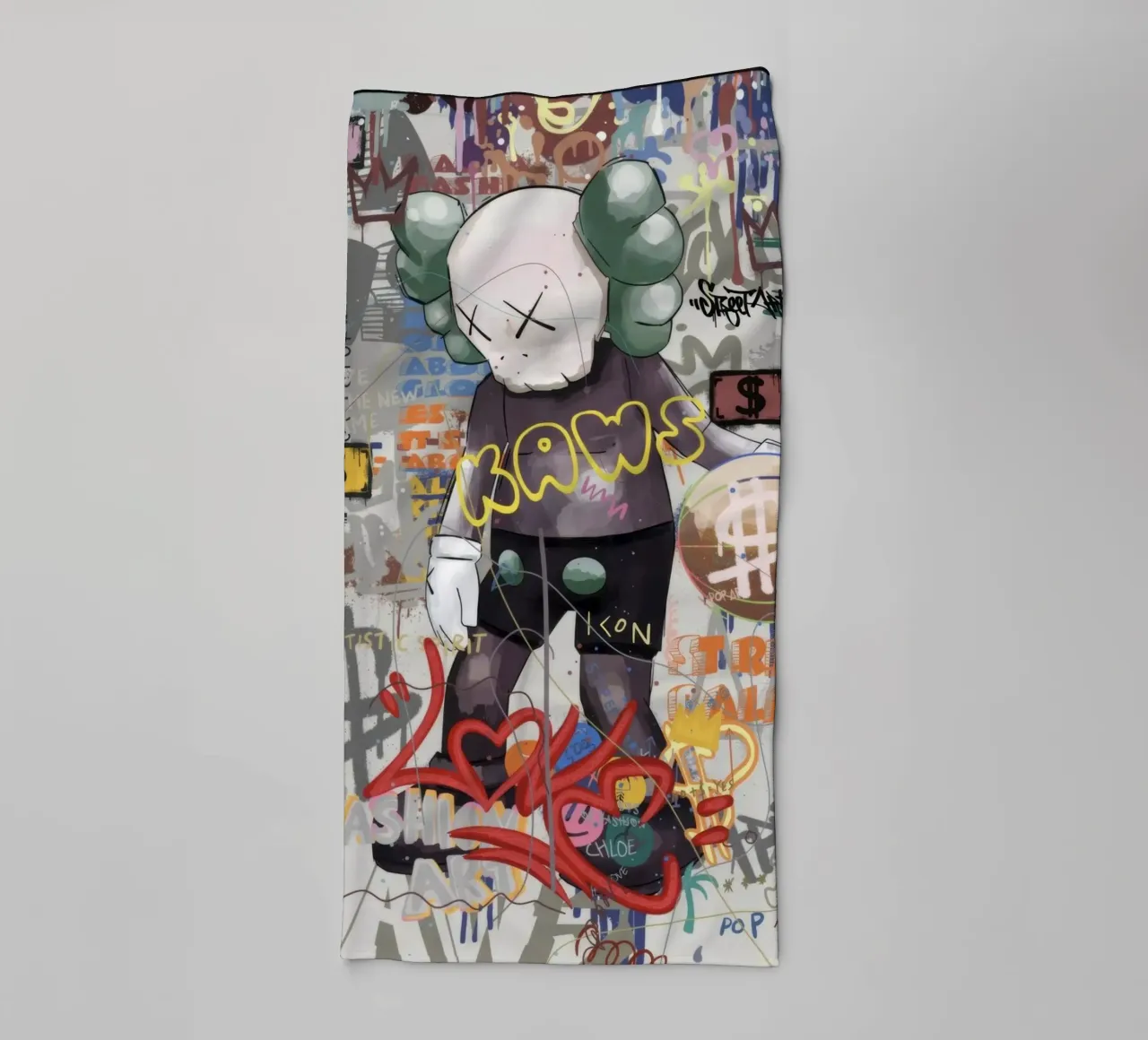 KAWS Character in Graffiti Art asciugamano da bagno da Nando Art