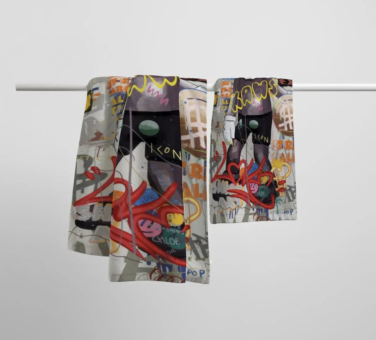 KAWS Character in Graffiti Art asciugamano da bagno da Nando Art