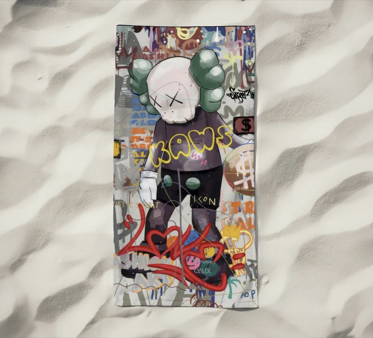 KAWS Character in Graffiti Art telo mare da Nando Art