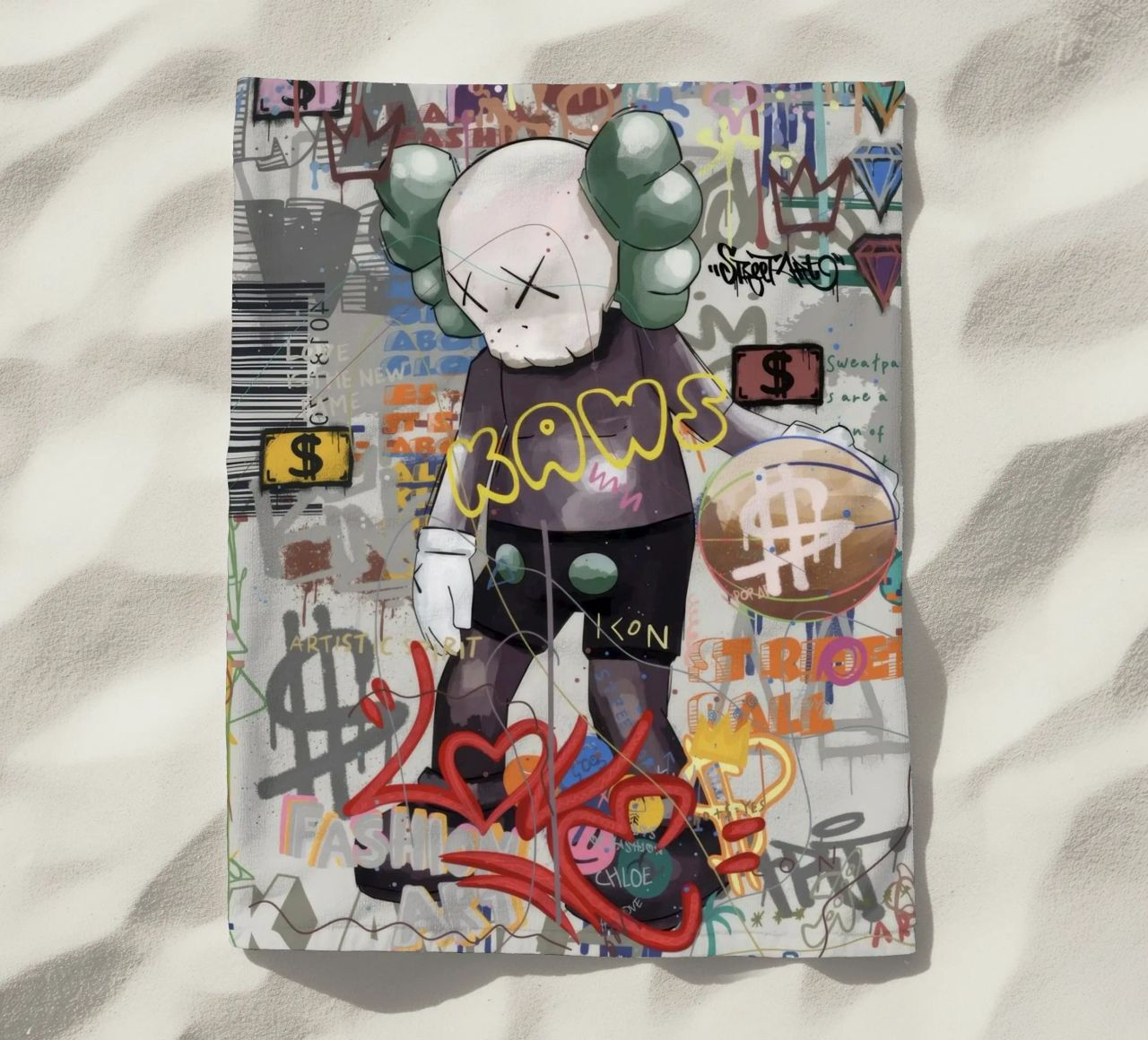 KAWS Character in Graffiti Art telo mare da Nando Art