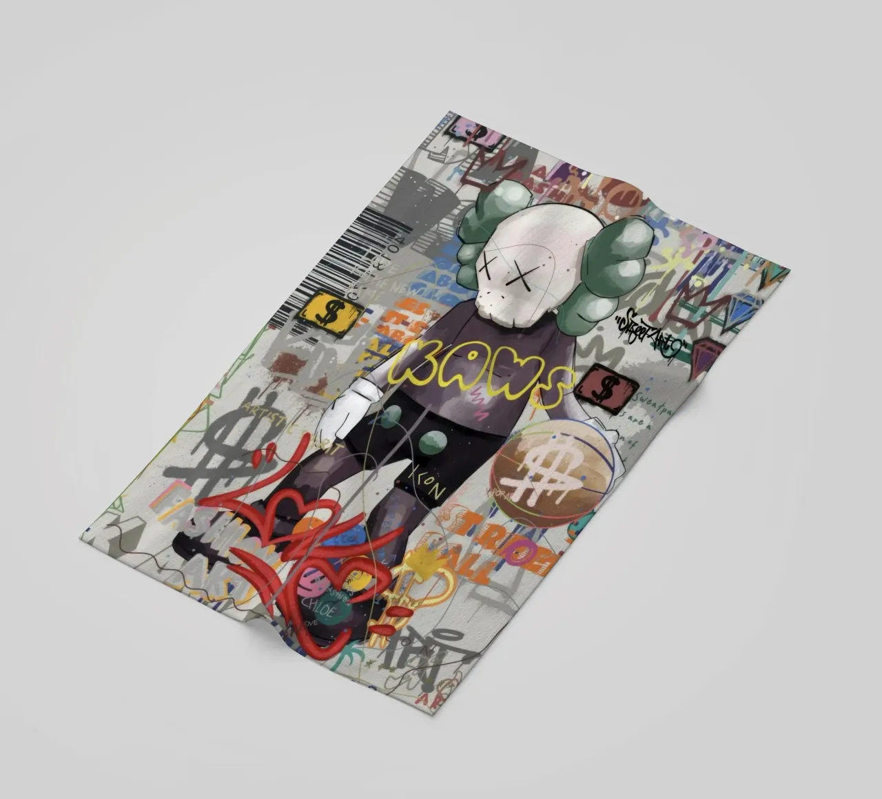 KAWS Character in Graffiti Art Strandtuch von Nando Art