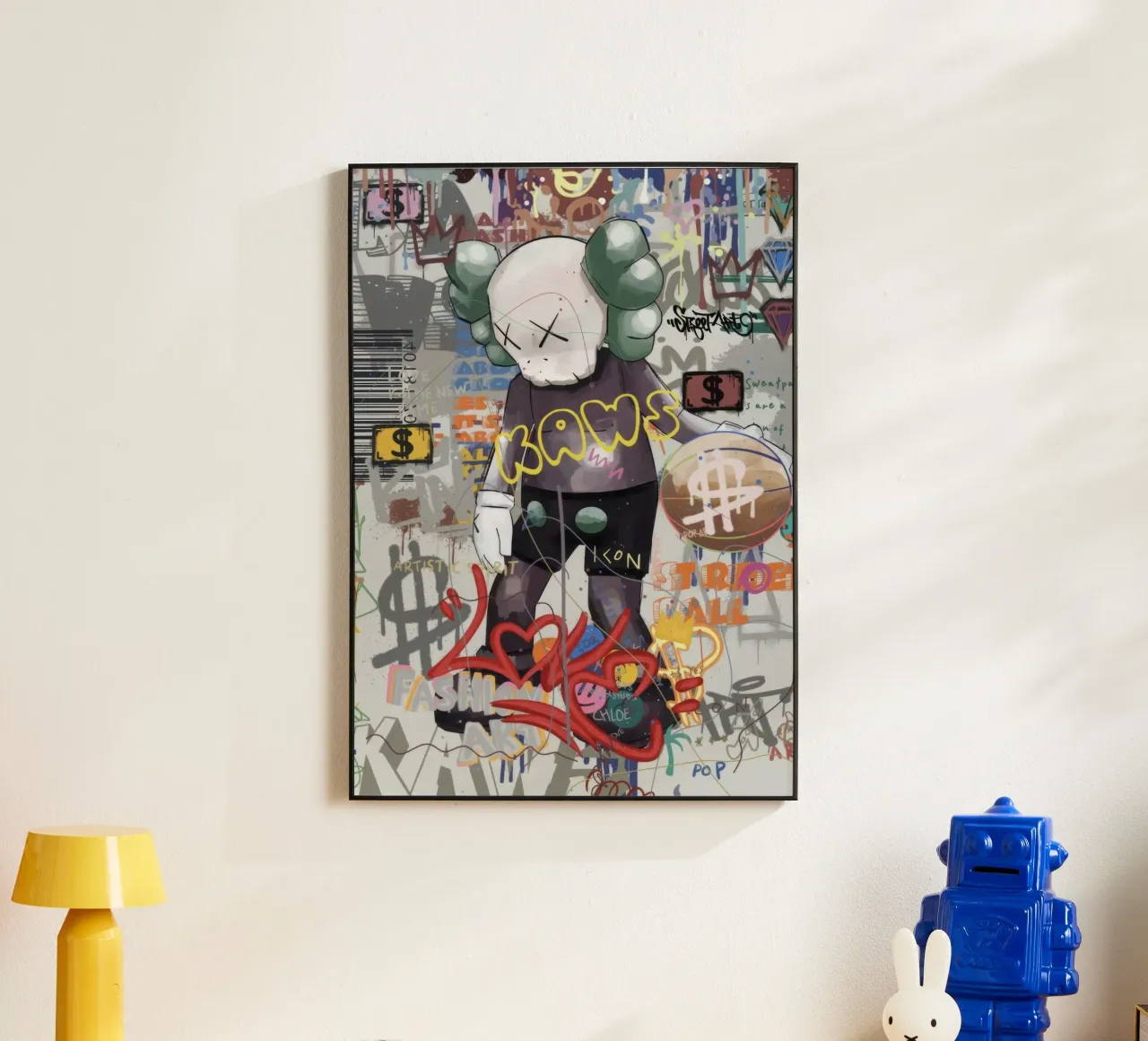 KAWS Character in Graffiti Art pannello forex da Nando Art