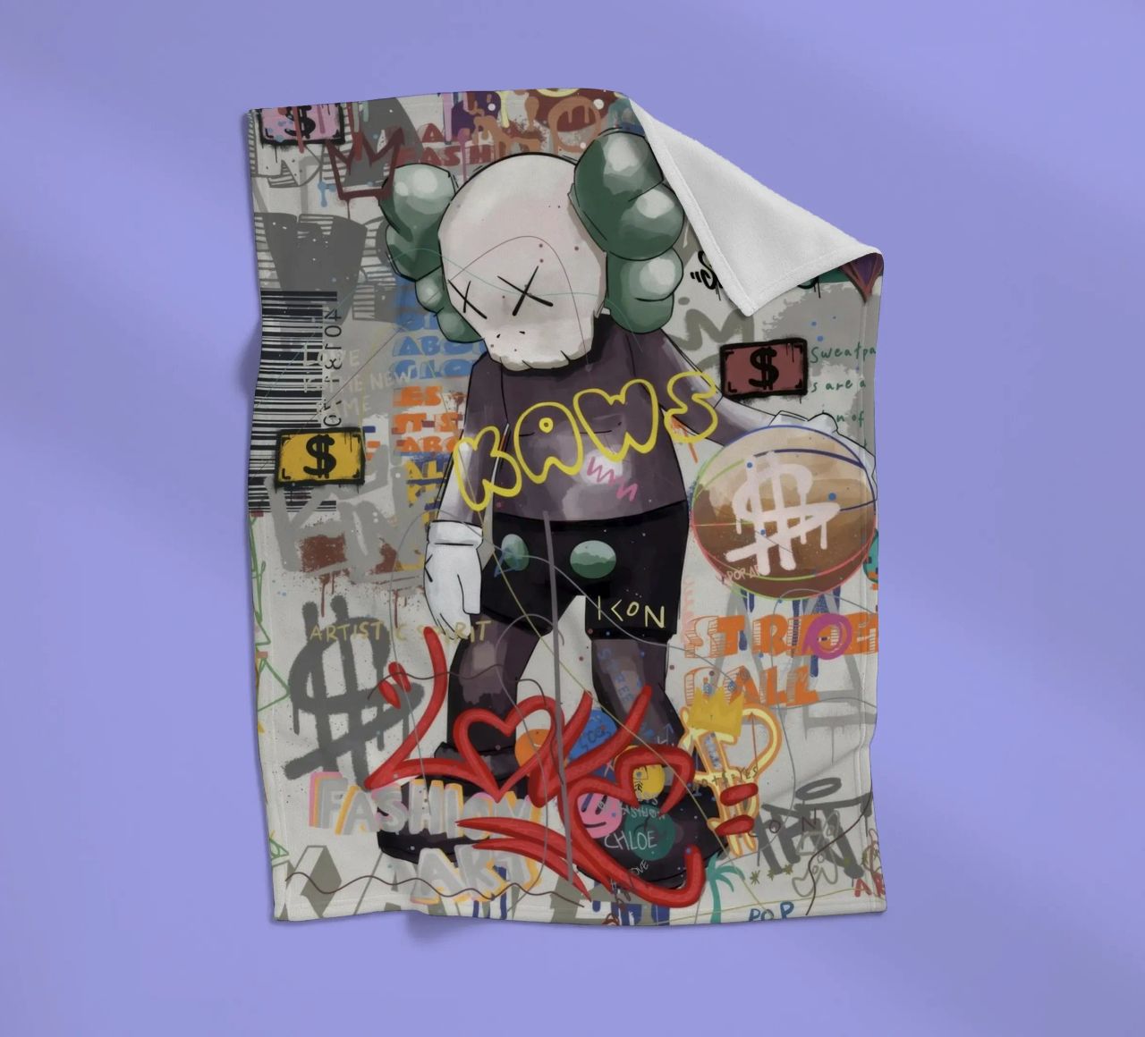 KAWS Character in Graffiti Art coperta in pile da Nando Art