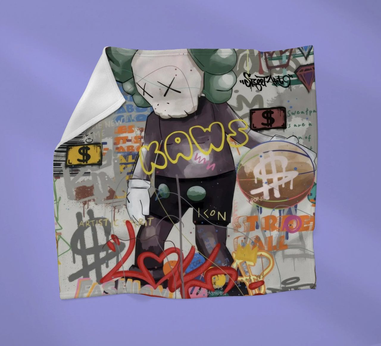 KAWS Character in Graffiti Art coperta in pile da Nando Art
