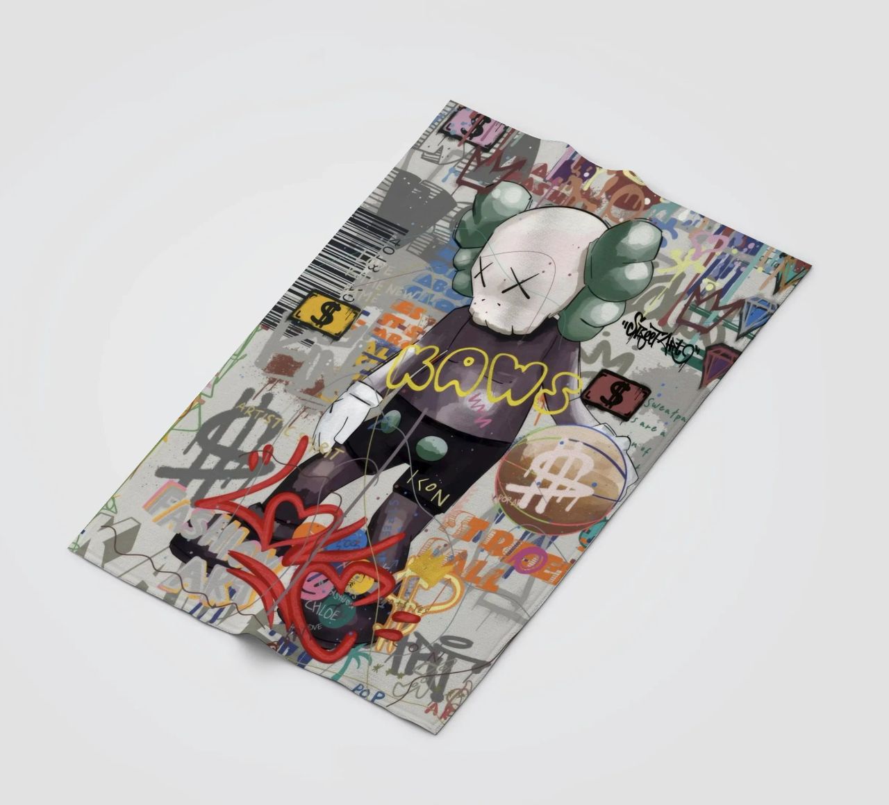 KAWS Character in Graffiti Art coperta in pile da Nando Art
