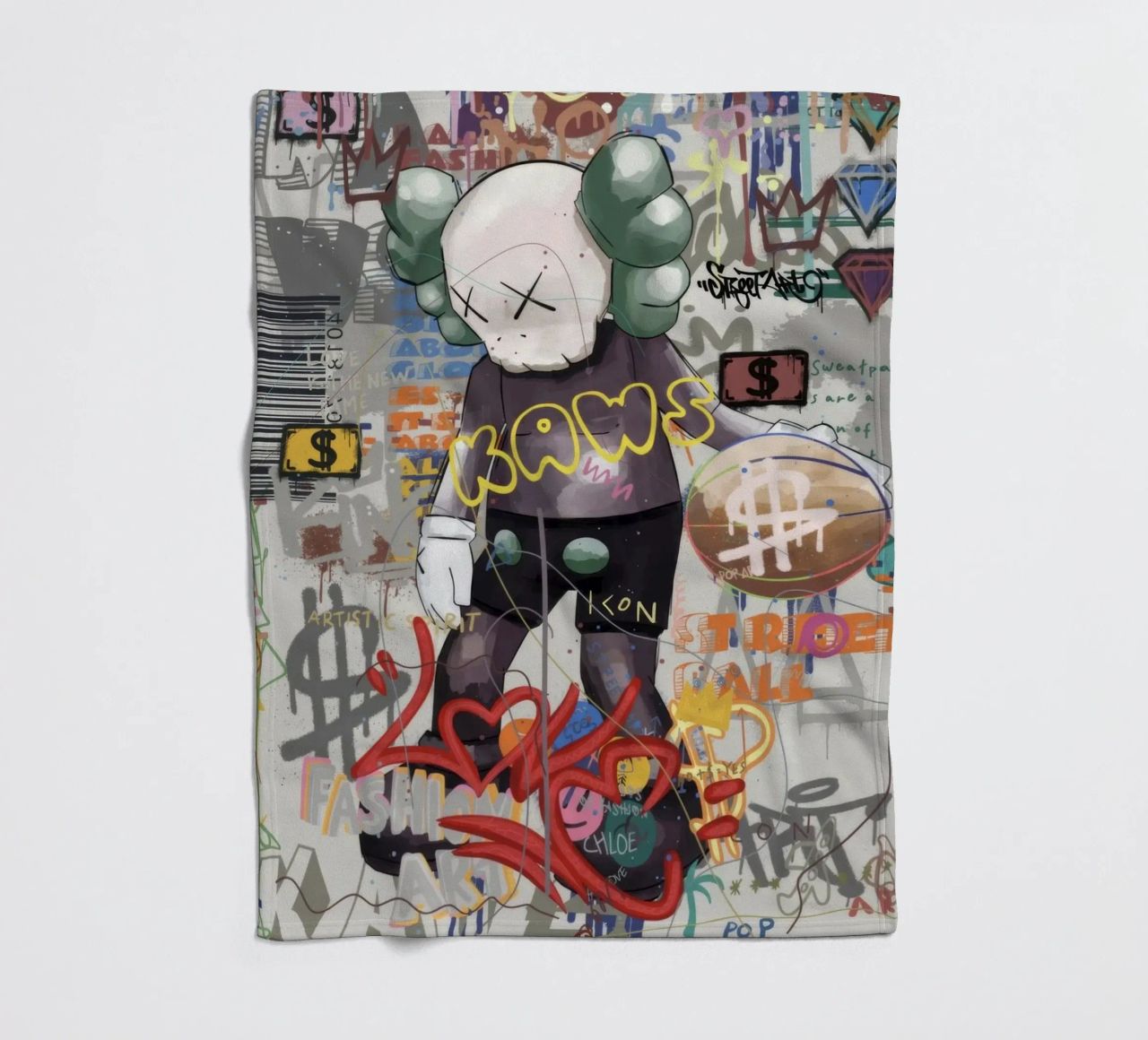 KAWS Character in Graffiti Art coperta in pile da Nando Art