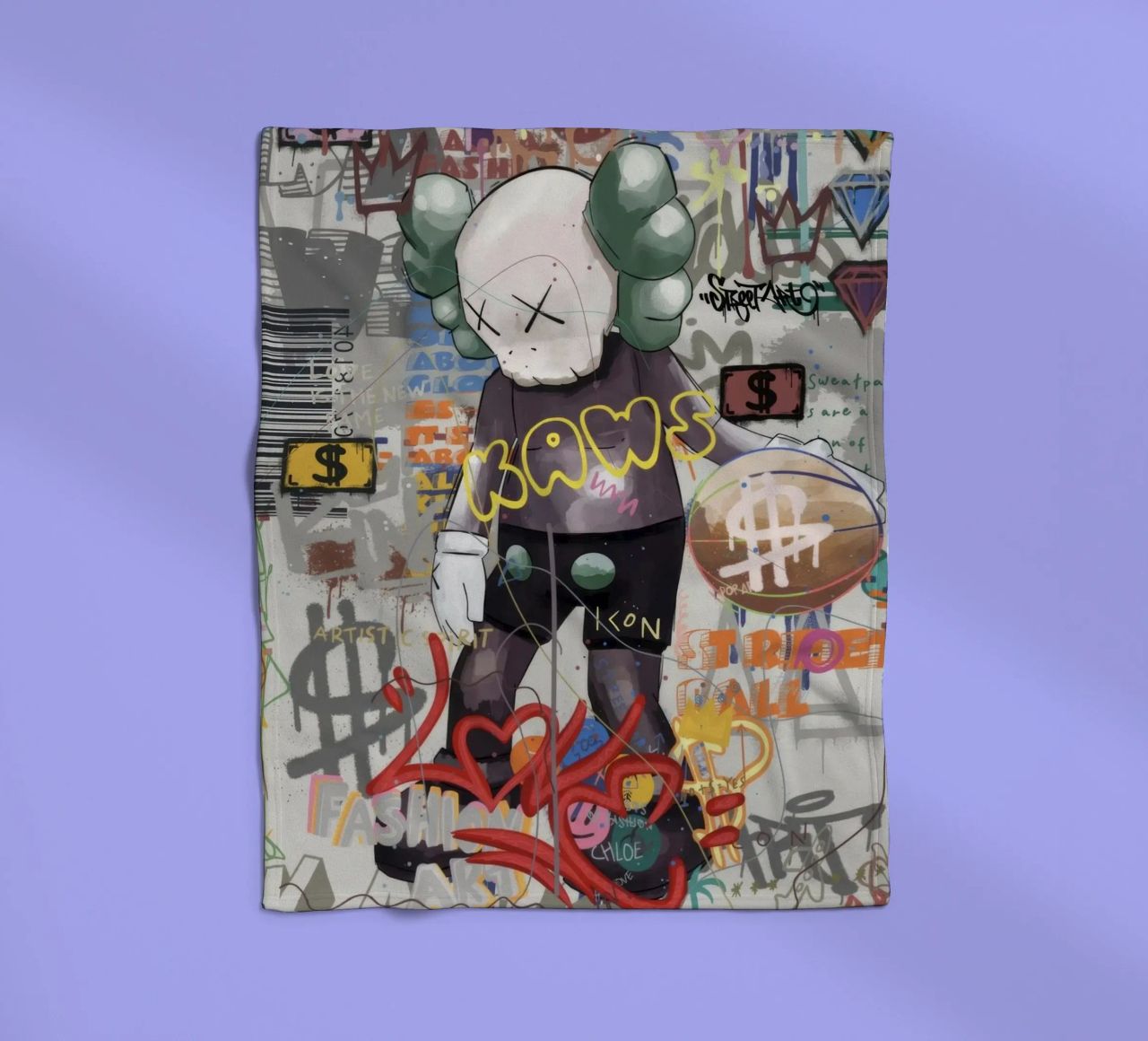 KAWS Character in Graffiti Art coperta in pile da Nando Art