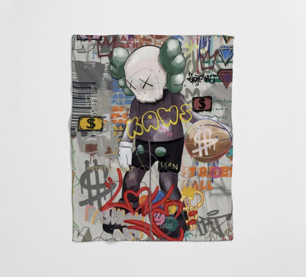 KAWS Character in Graffiti Art coperta in pile da Nando Art
