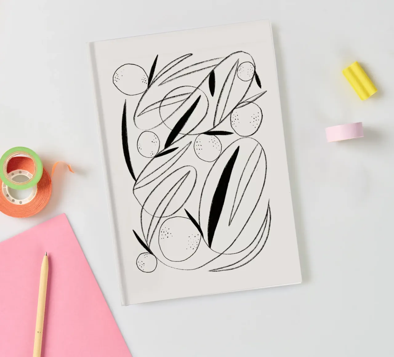 Oranges in Black and White notebook by Pure