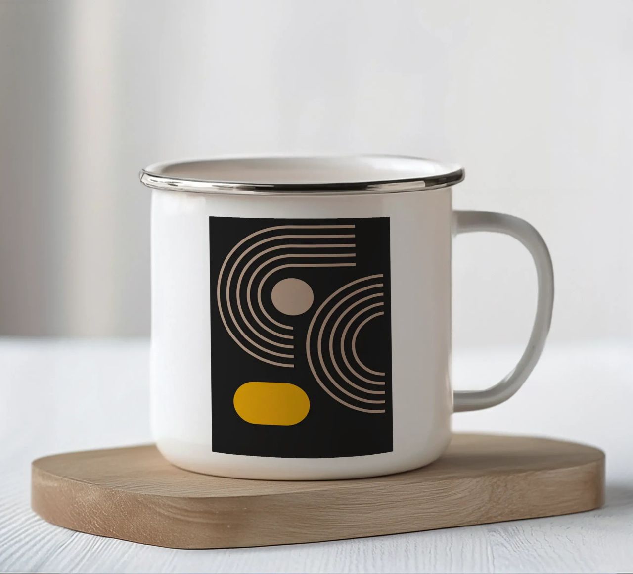 cerchi archi linee forme geometriche curve tazza in smalto da Bacsic design