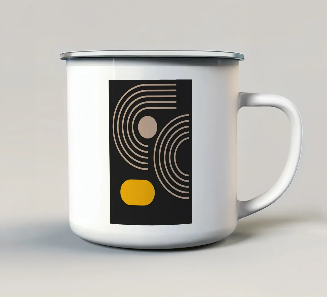 cercles arcs lignes formes géométriques courbe mug en émail de Bacsic design