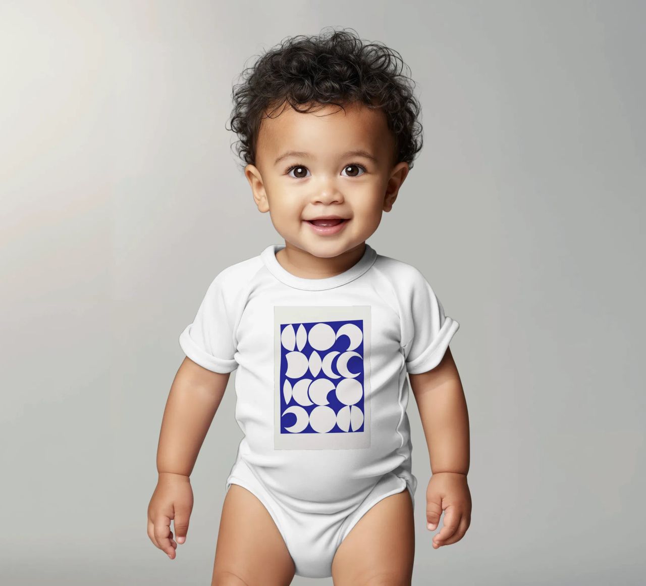Retro Pattern 3 short-sleeve baby romper by Pure