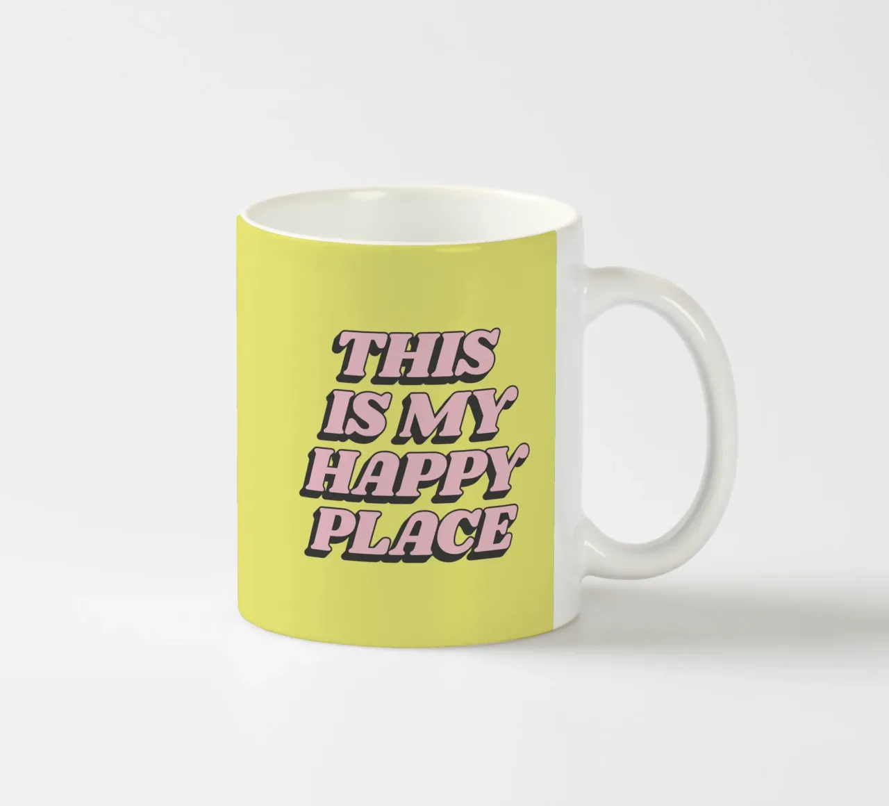 This is My Happy Place Retro Pink Yellow Typography Print mug en céramique de THE MOTIVATED TYPE