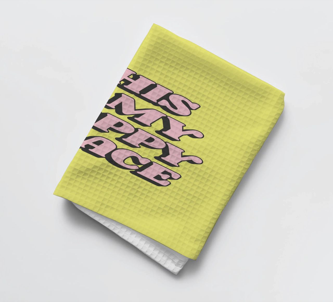 This is My Happy Place Retro Pink Yellow Typography Print torchon de THE MOTIVATED TYPE