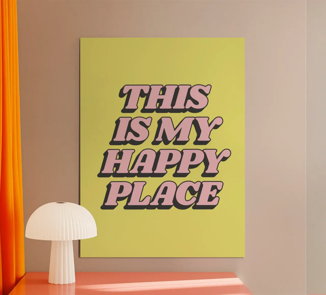 Questo è il mio posto felice Stampa tipografica retrò rosa giallo carta hahnemühle da THE MOTIVATED TYPE