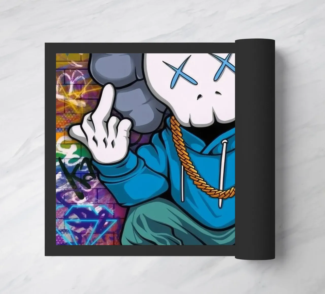 Cartoon Character with Graffiti Background zerbino da Nando Art
