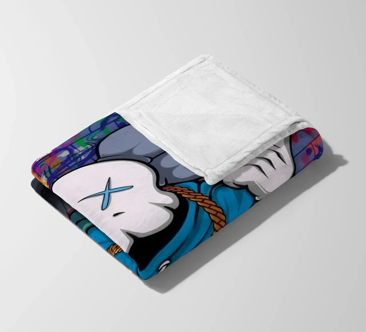 Cartoon Character with Graffiti Background coperta in pile da Nando Art