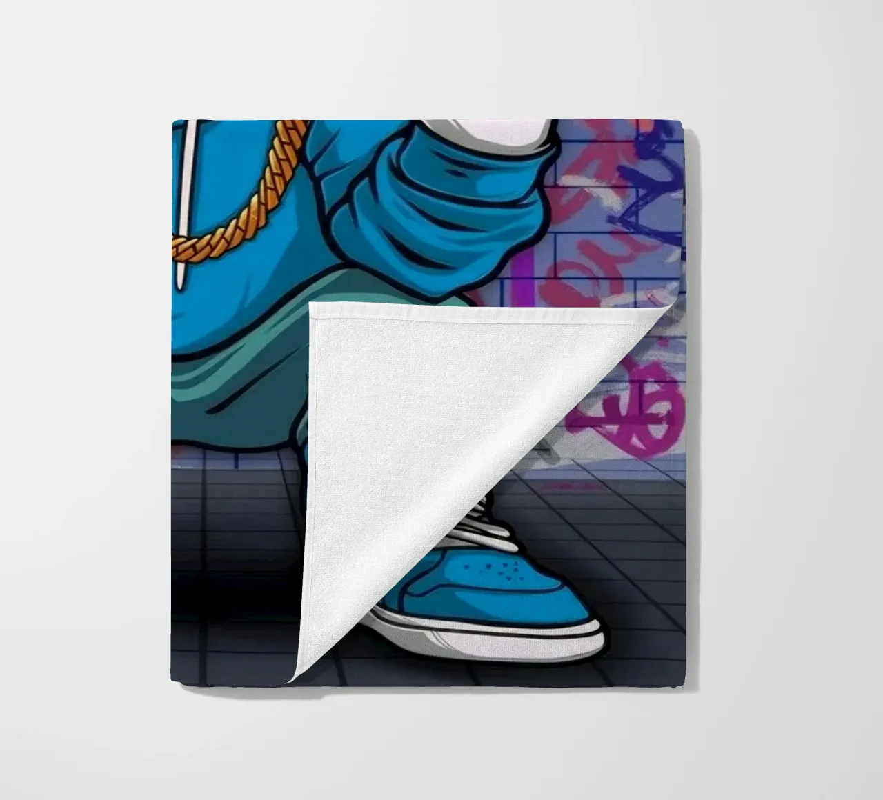 Cartoon Character with Graffiti Background telo mare da Nando Art