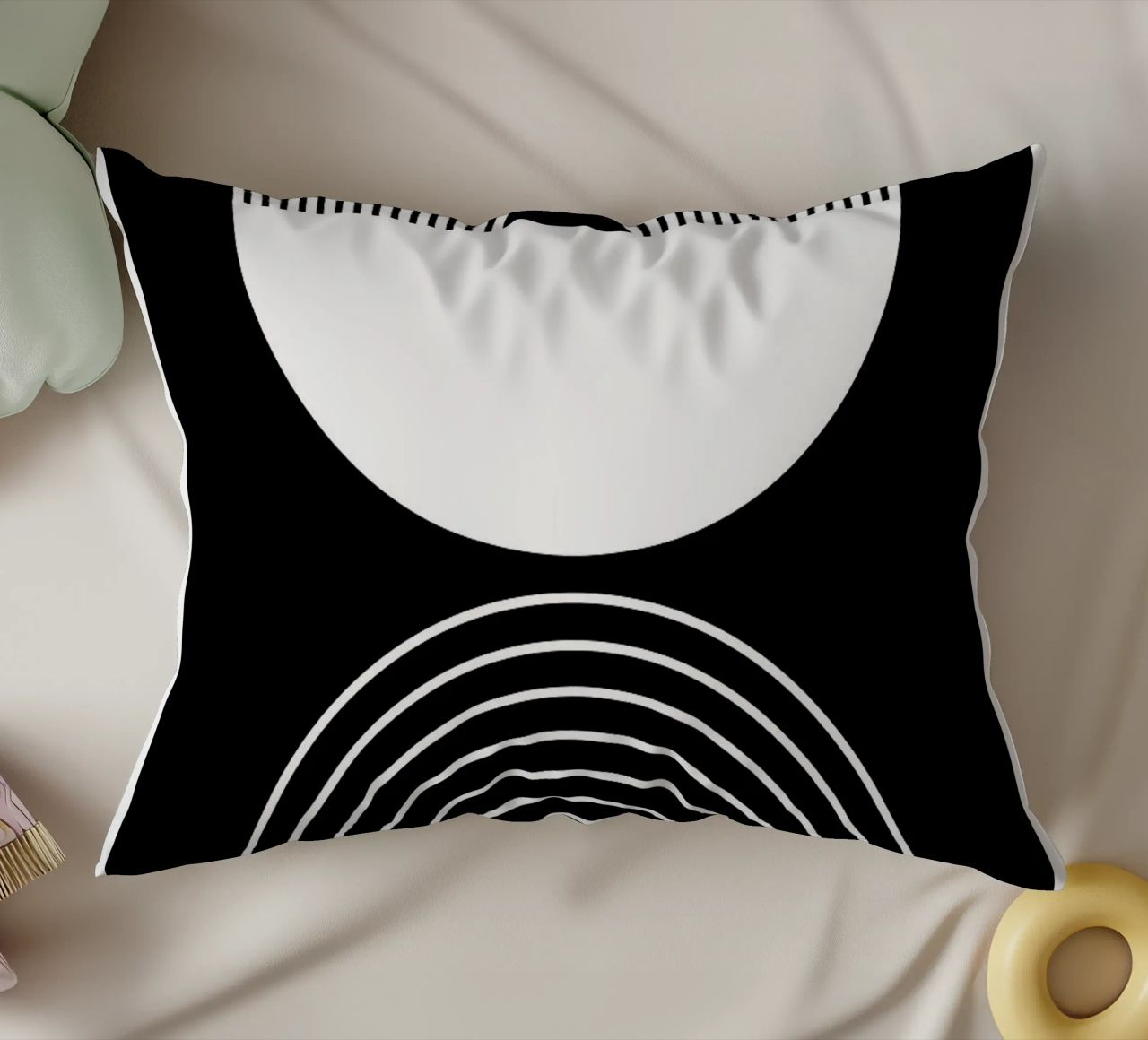 cerchio semicerchio linee curve concentriche cuscino da Bacsic design