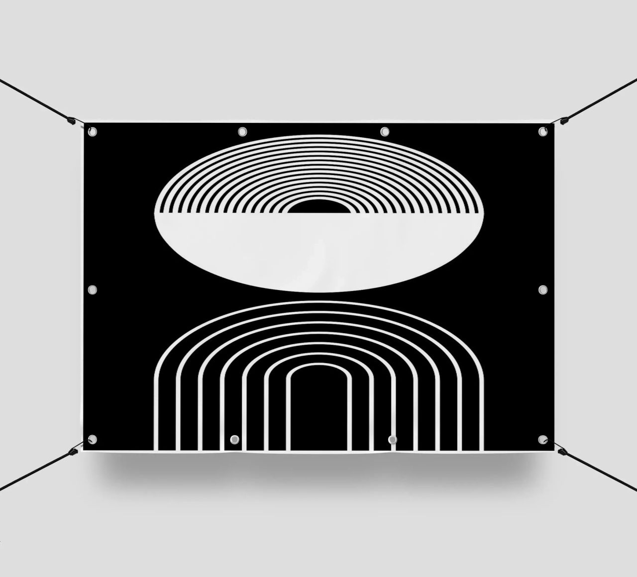 cerchio semicerchio linee curve concentriche telo in pvc da Bacsic design