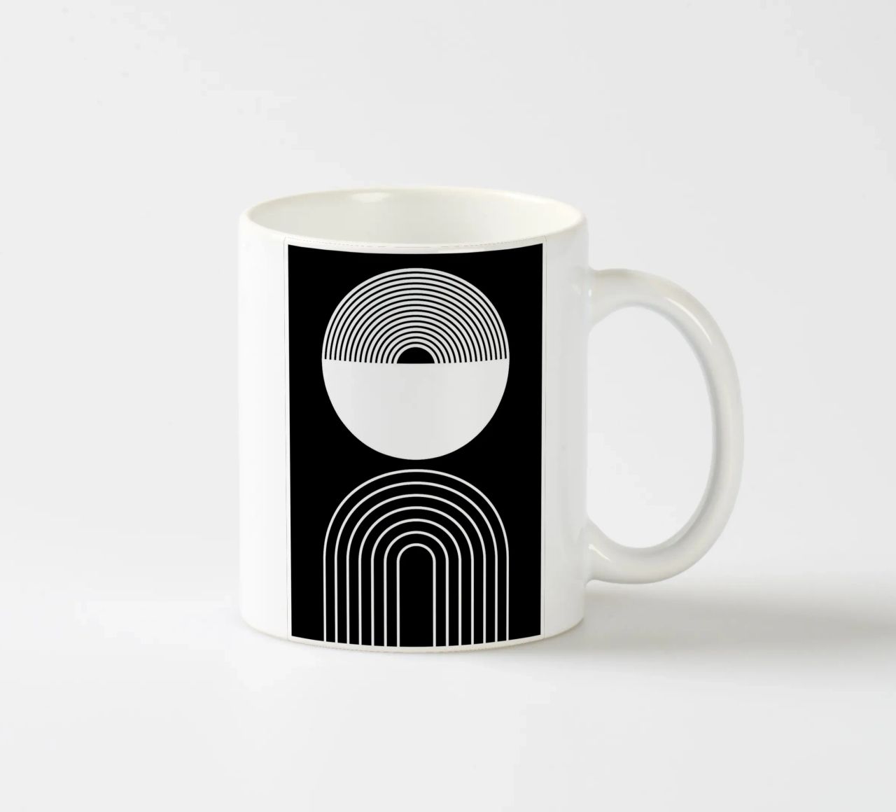 cerchio semicerchio linee curve concentriche tazza in ceramica da Bacsic design