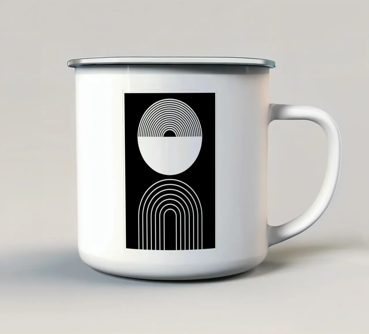 circle semi-circle lines curves concentric Emaille Tasse von Bacsic design