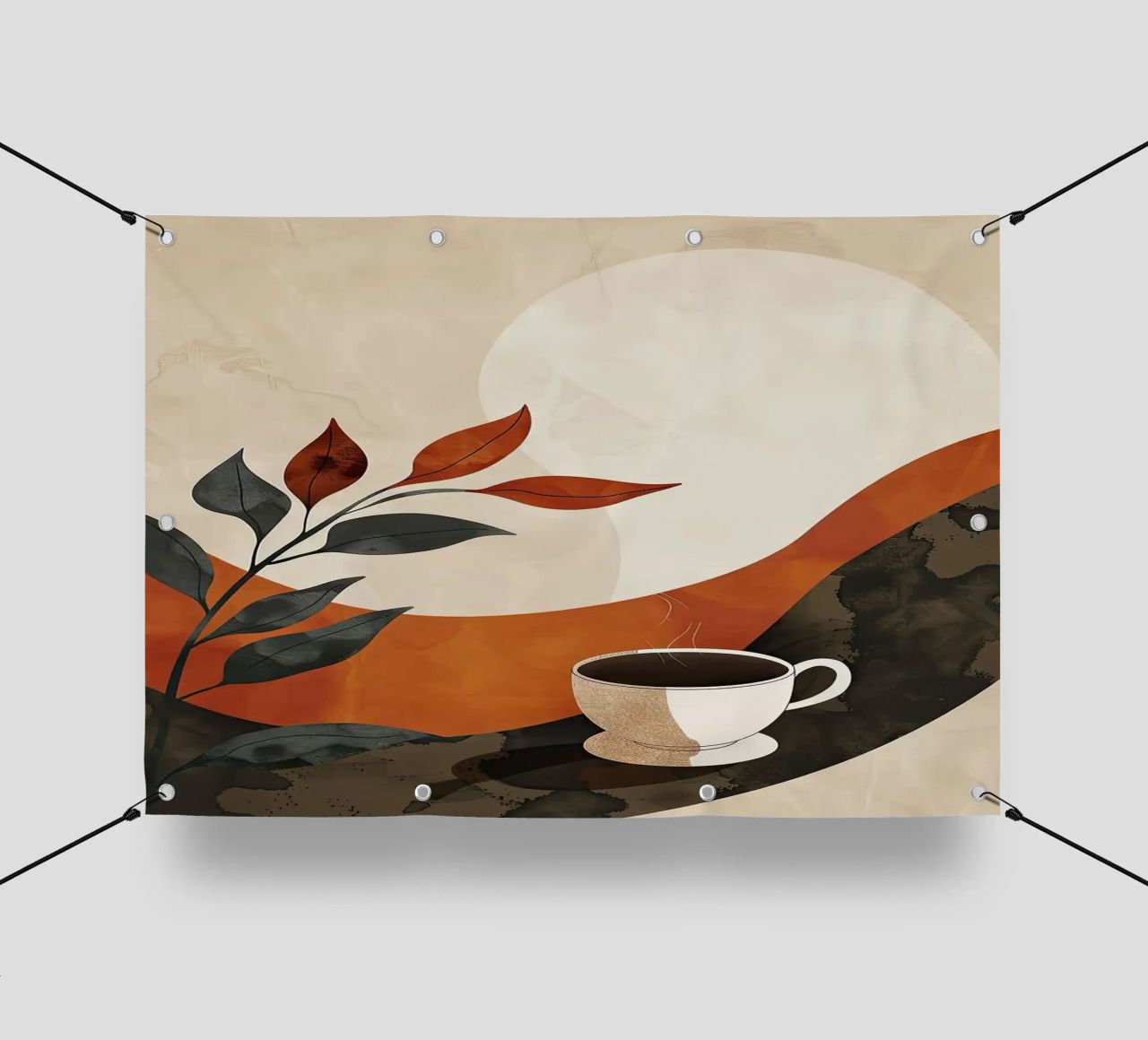 caffè tazza di caffè tazza di caffè pianta foglie telo in pvc da Bacsic design