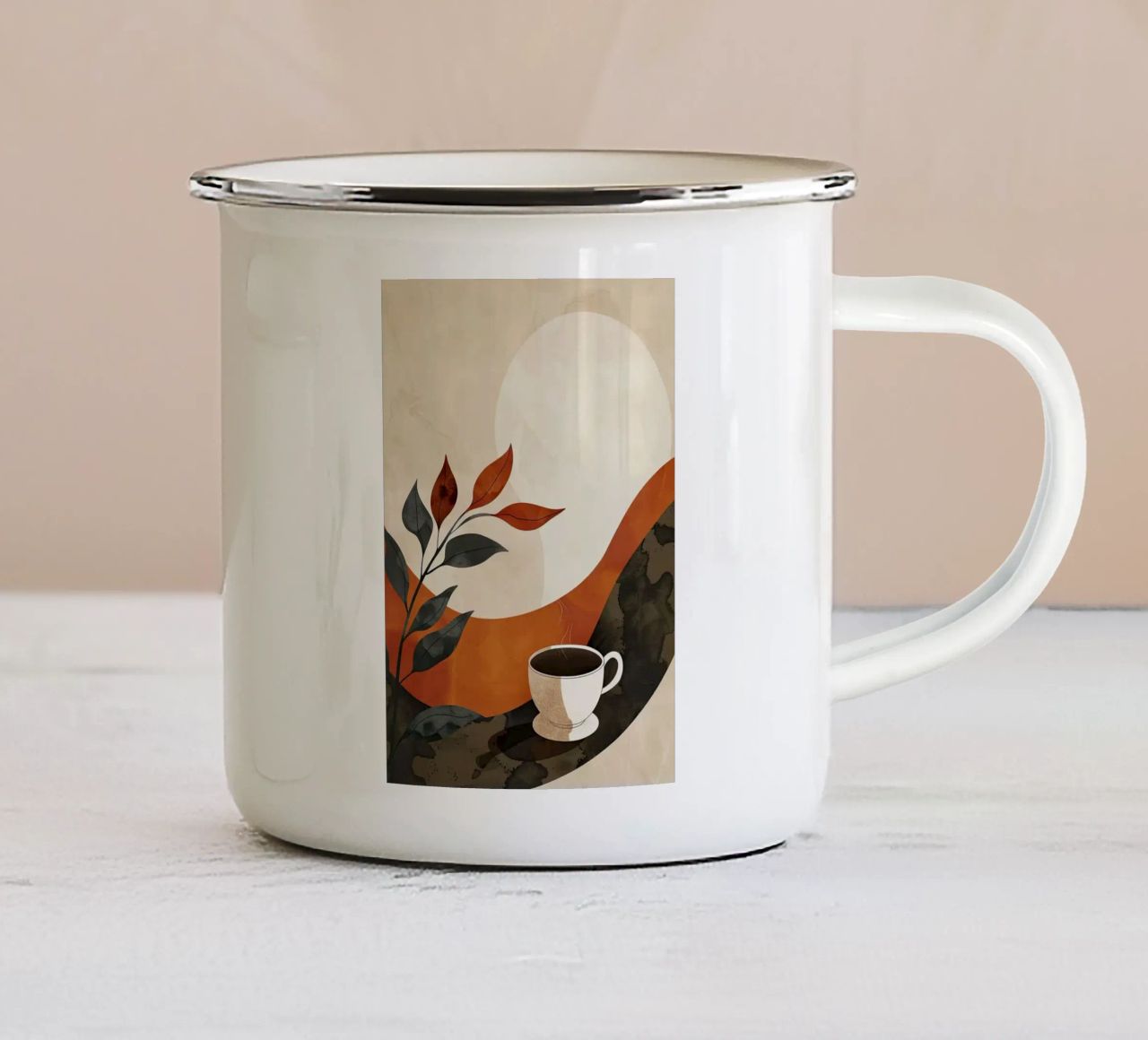 caffè tazza di caffè tazza di caffè pianta foglie tazza in smalto da Bacsic design