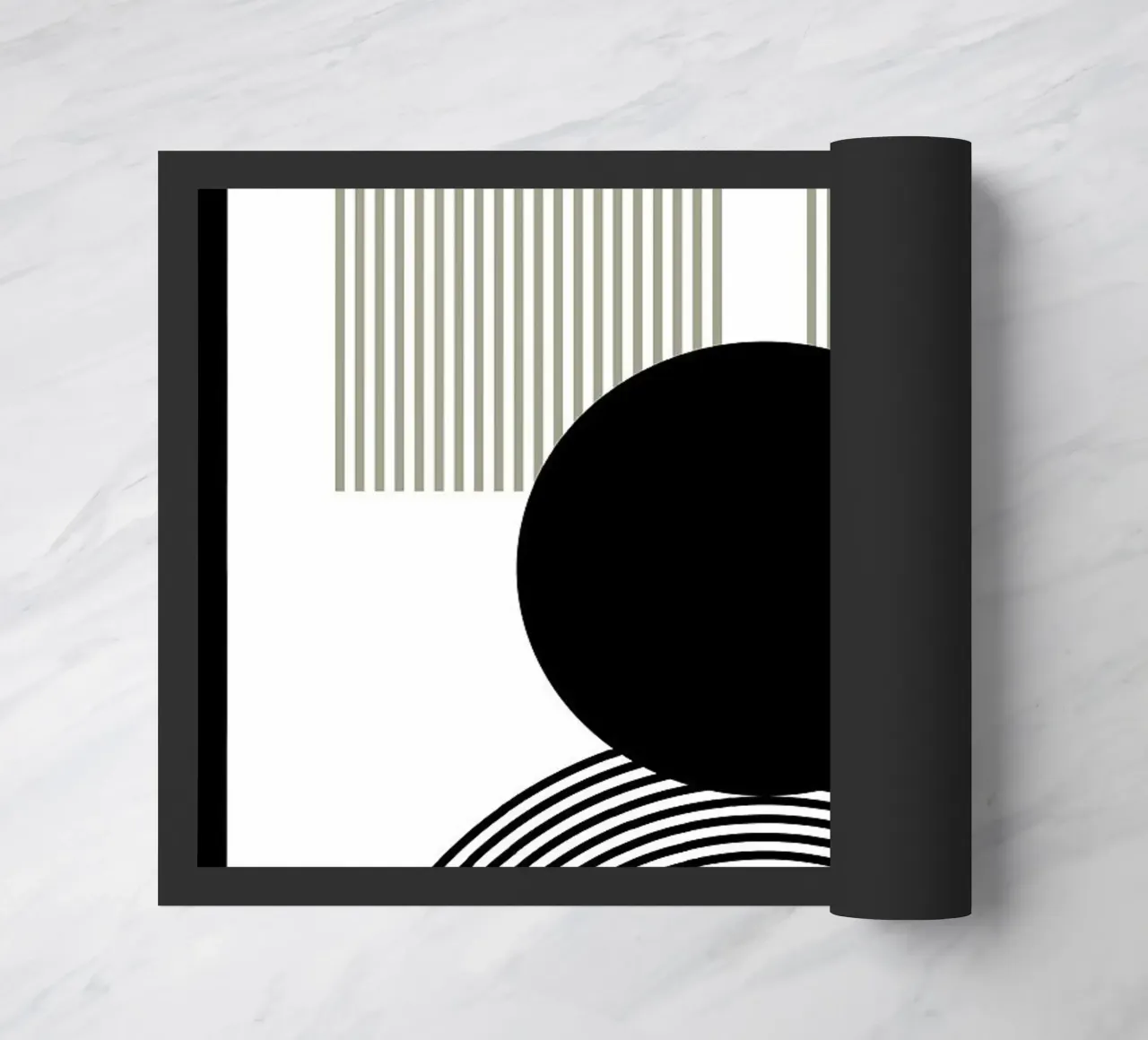 cerchio linee archi linee verticali cerchio nero zerbino da Bacsic design