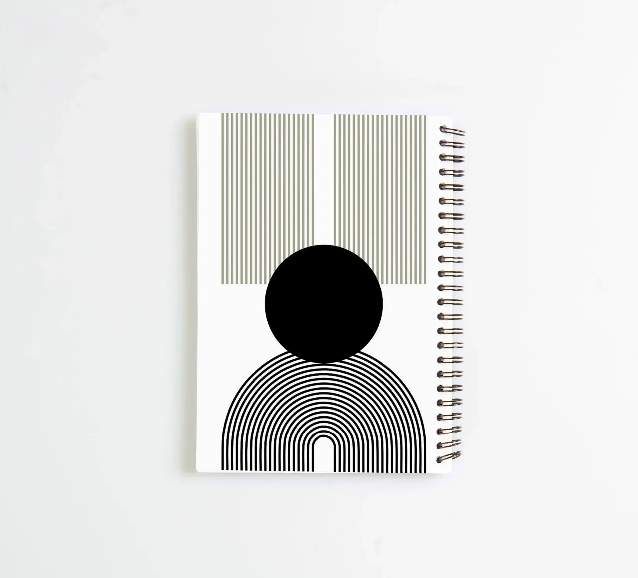 circle lines arcs vertical lines black circle spiral notebook by Bacsic design