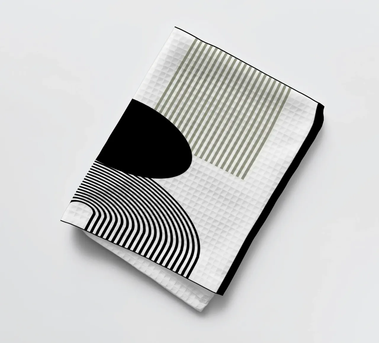 circle lines arcs vertical lines black circle tea towel by Bacsic design