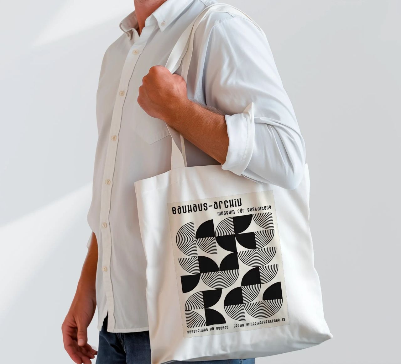 cerchi concentrici linee curve forme geometriche borsa in juta da Bacsic design