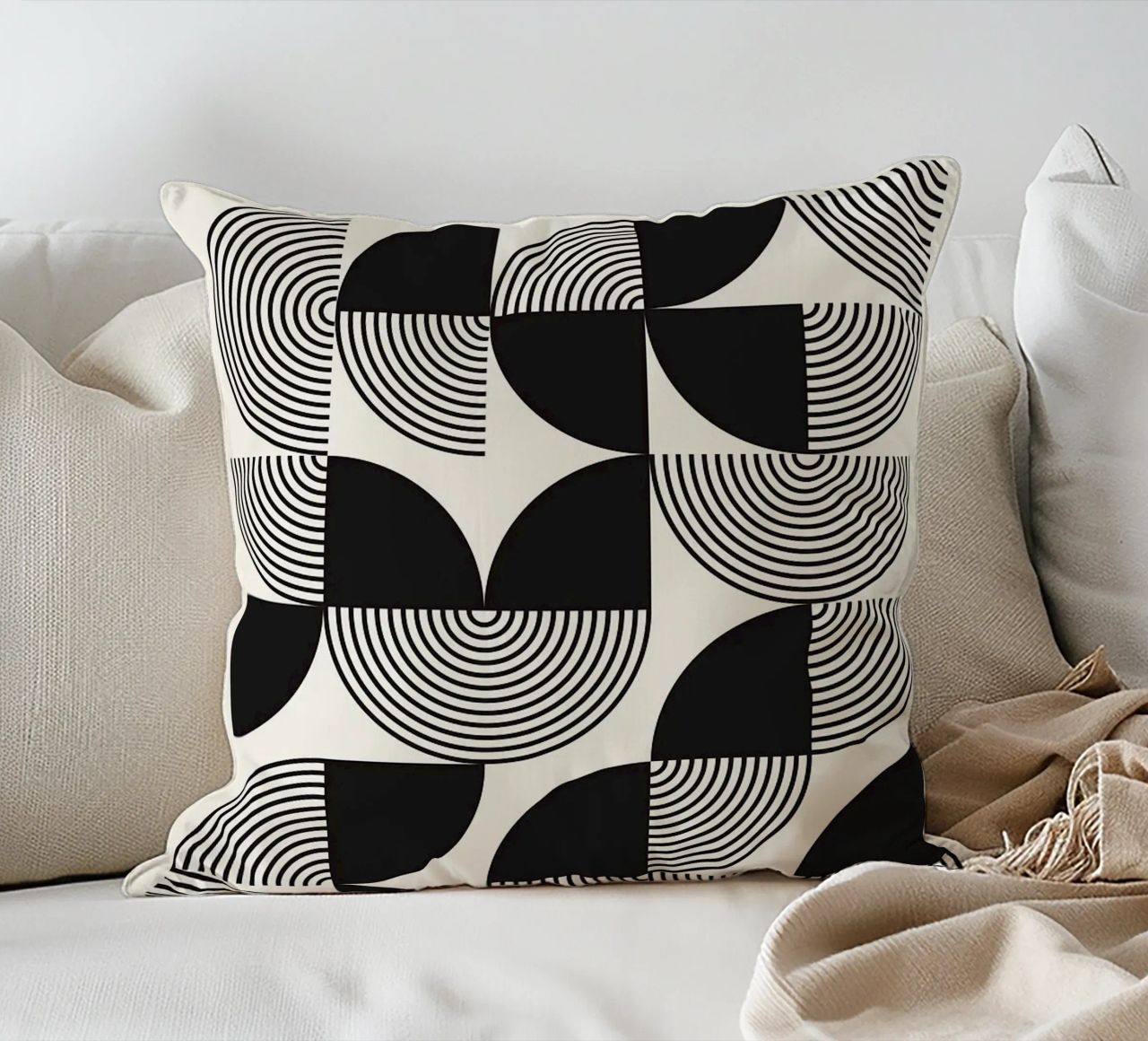 cerchi concentrici linee curve forme geometriche cuscino da Bacsic design