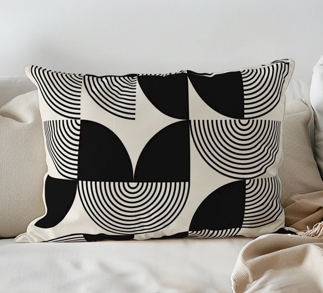 cerchi concentrici linee curve forme geometriche cuscino da Bacsic design